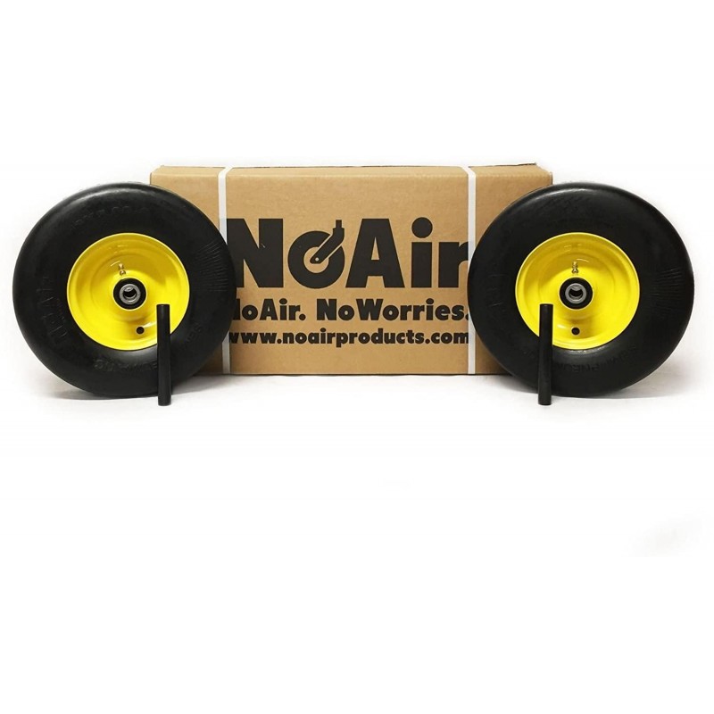 NoAir (2) John Deere Flat Free Wheel Assemblies 13x5.00-6 Yellow Replaces TCA13769