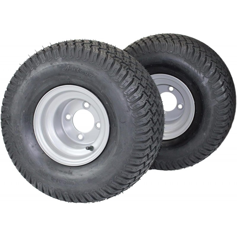 (Set of 2) 20x10.00-8 Tires & Wheels 4 Ply for Lawn & Garden Mower Turf Tires
