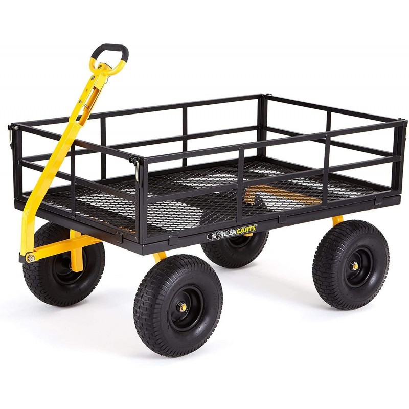 Gorilla Carts GOR1400-COM Heavy-Duty Steel Utility Cart with Removable Sides and 15