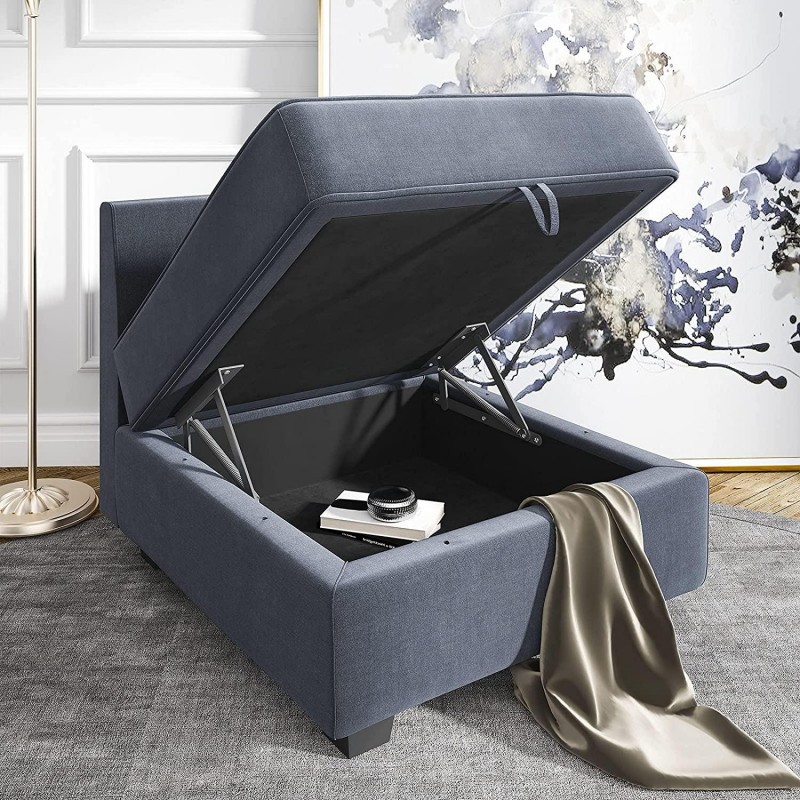 Bluish Grey U-Shape Reversible Sectional Sofa w/ Chaise