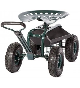 Peach Tree Garden Cart Rolling Work Seat with Tool Tray Heavy Duty Scooter Gardening Planting