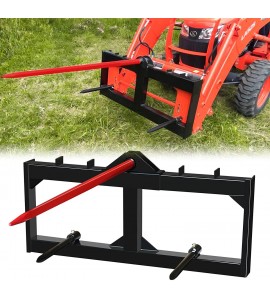 EBESTTECH 49 Inch Tractor Hay Spear Attachment 3000LBS Spike Skid Steer Quick Attach Bobcat Tractors with 1pc Red Hay Spear + 2pcs Black Stabilizer Spears Spike Fork Tine