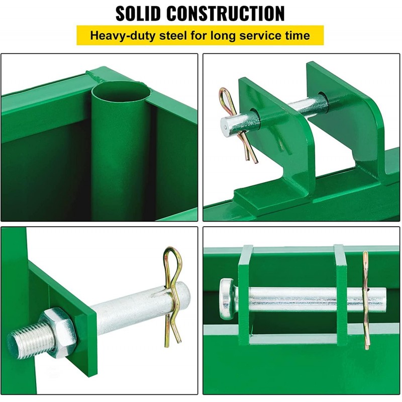 BestEquip 3 Point Ballast Box, 800lbs Capacity Hitch Ballast Box, Standard 2'' Hitch Receiver, Tractor Ballast Box with 5cu.ft Volume, Heavy Duty Steel, Fits Category 1 Tractor Attachment,Green