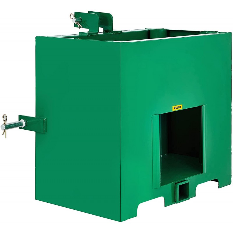 BestEquip 3 Point Ballast Box, 800lbs Capacity Hitch Ballast Box, Standard 2'' Hitch Receiver, Tractor Ballast Box with 5cu.ft Volume, Heavy Duty Steel, Fits Category 1 Tractor Attachment,Green