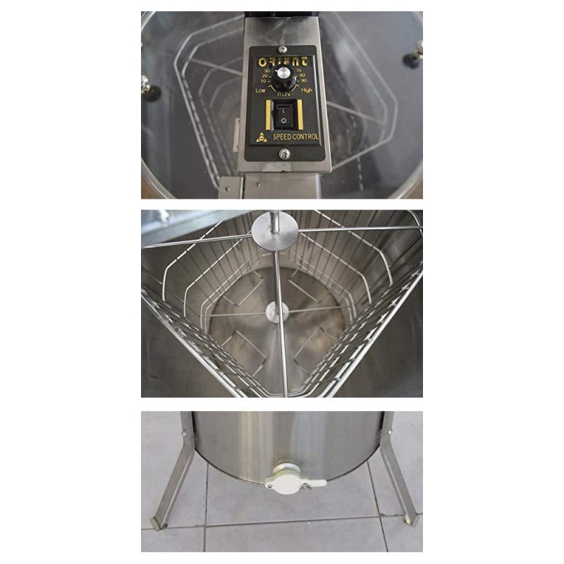 INTBUYING Electric 4 Frame Honey Extractor Stainless Steel Honeycomb Drum Spinner Beekeeping Farm Equipment with Stand