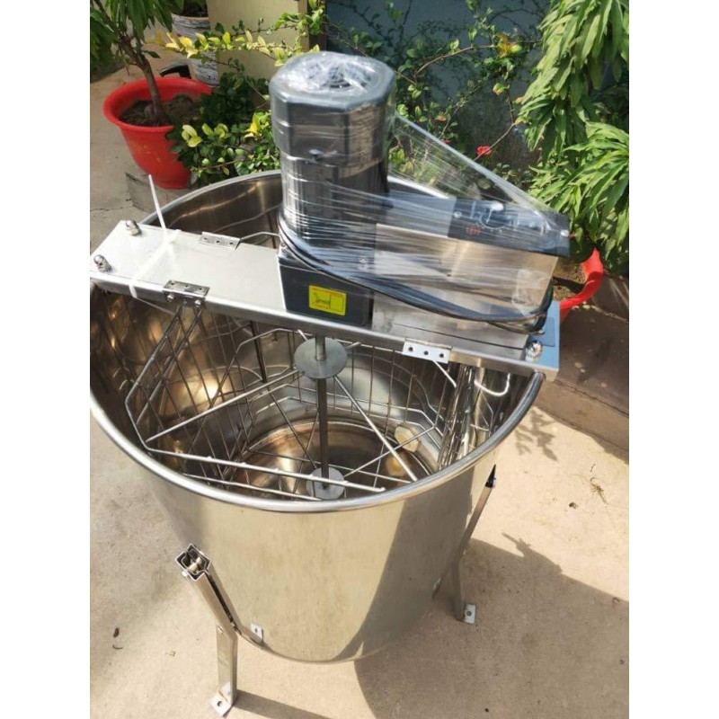 INTBUYING Electric 4 Frame Honey Extractor Stainless Steel Honeycomb Drum Spinner Beekeeping Farm Equipment with Stand