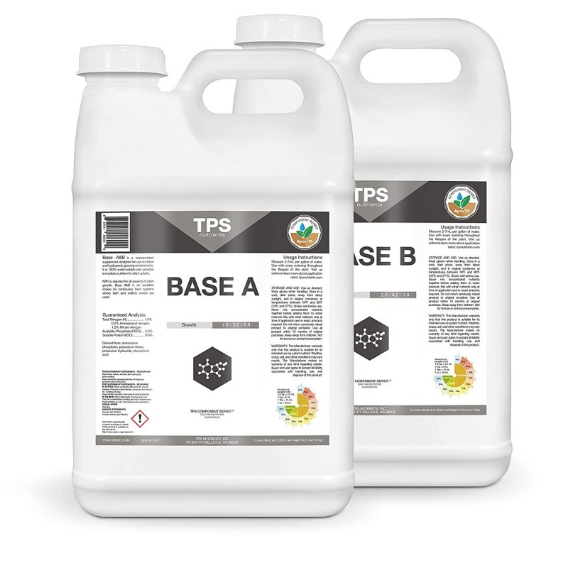 TPS Base A+B Two Part Set Complete Plant Growing Nutrient Formula for All Plants, for Both Soil and Hydro, 2.5 Gallon Set (2 x 320 oz)