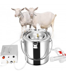 SEAAN Goat Milking Machine Goat Milker Electric Milking Machine with 2 Teat Cups Pulsation Vacuum Pump Stainless Steel Bucket 7L for Goat