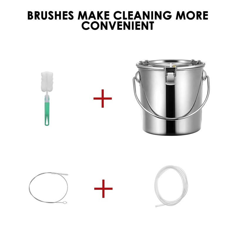 SEAAN Goat Milking Machine Goat Milker Electric Milking Machine with 2 Teat Cups Pulsation Vacuum Pump Stainless Steel Bucket 7L for Goat