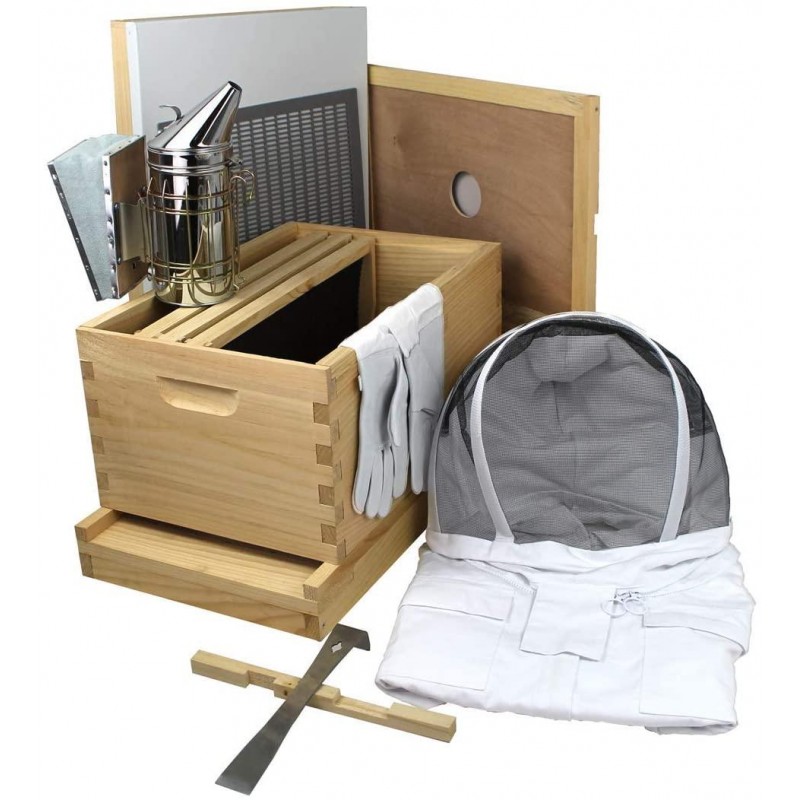 Amish Made in USA Complete Langstroth Beehive - The Starter Kit (Full Hive with 1 Deep & Accessories)