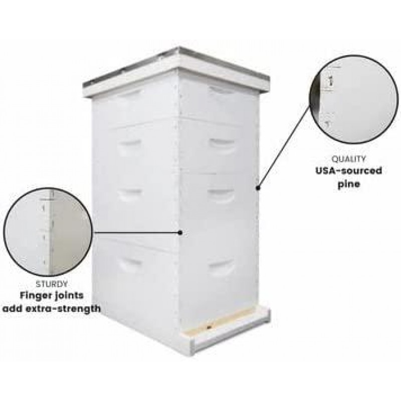Mann Lake Beehive kit, Completely Assembled Kit, Painted, with Frames and Foundation, Ready to Use,10 Frame Kit, 2 Deep Bee Boxes, 2 Medium Supers, Made in The USA