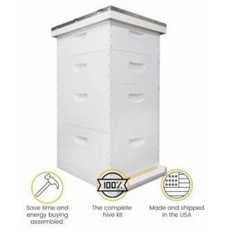 Mann Lake Beehive kit, Completely Assembled Kit, Painted, with Frames and Foundation, Ready to Use,10 Frame Kit, 2 Deep Bee Boxes, 2 Medium Supers, Made in The USA