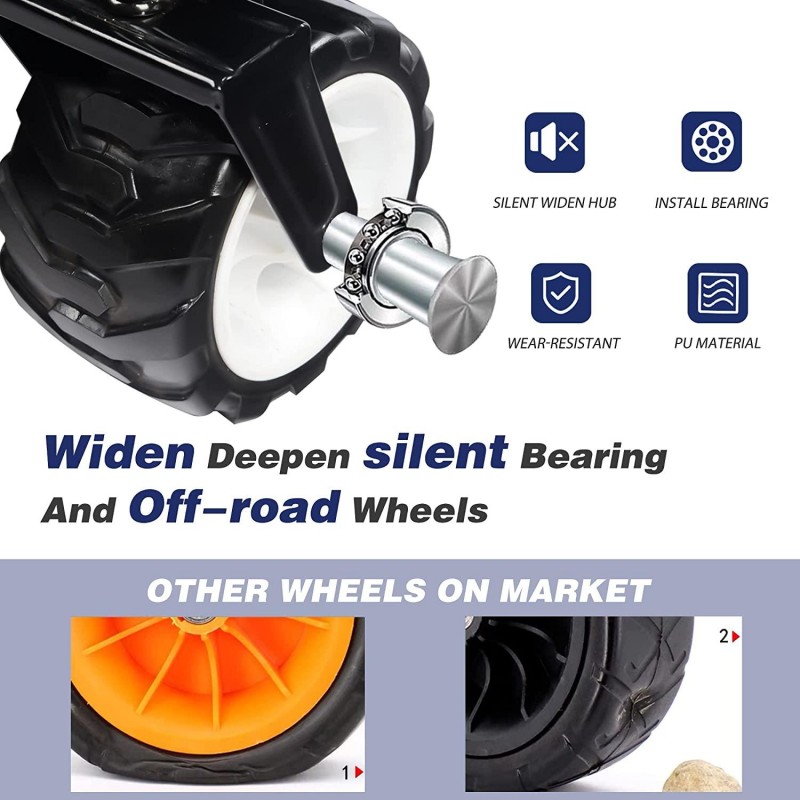 Collapsible Heavy Duty Beach Wagon Cart Outdoor Folding Utility Camping Garden Beach Cart with Universal Wheels Adjustable Handle Shopping (Black＆Blue)