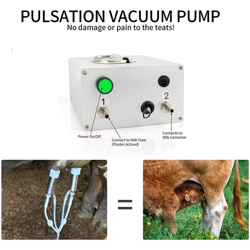 LQQSD Milking Machine for Cows, Automatic Pulsation Vacuum Pump Cow Milker Food-Grade Cow Milking Machine, Goat, Supplies for Calf, Cattle (7L,14L) (Color : for Cow, Size : Battery Milker 14L)