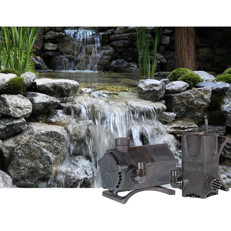Little Giant WGP-65-PW Dual Discharge Direct Drive Submersible Waterfall and Pond Pump, 230 Watts, 1,900 GPH, Black, 566409