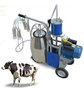 TFCFL Electric Milking Machine, 25L 1440 RPM Milking Machine Piston Vacuum Pump Milking Pump,Milking Equipment with Stainless Steel Bucket Single Cow Milking Machine (Style1)