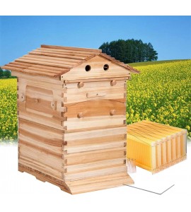 Adasea Flow Hive, Auto Flow Beehive, Beekeeping Wooden House with 7 PCS Auto Honey Beehive Frame, Food Grade BPA Free (Beehive Frame+Wooden Box)
