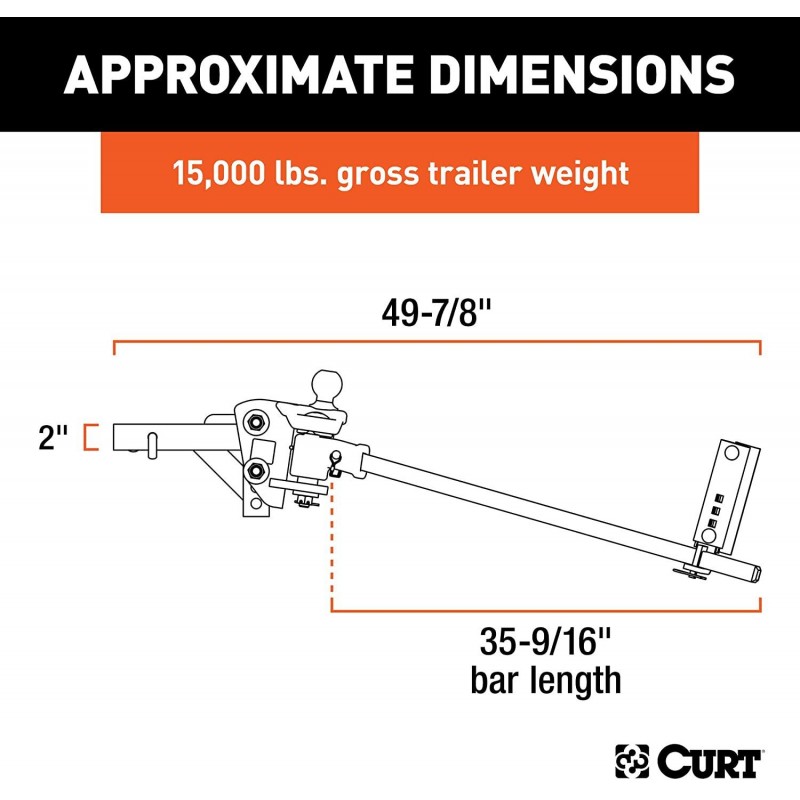 CURT 17501 TruTrack 4P Weight Distribution Hitch with 4X Sway Control, Up to 15K, 2-in Shank, 2-5/16-Inch Ball