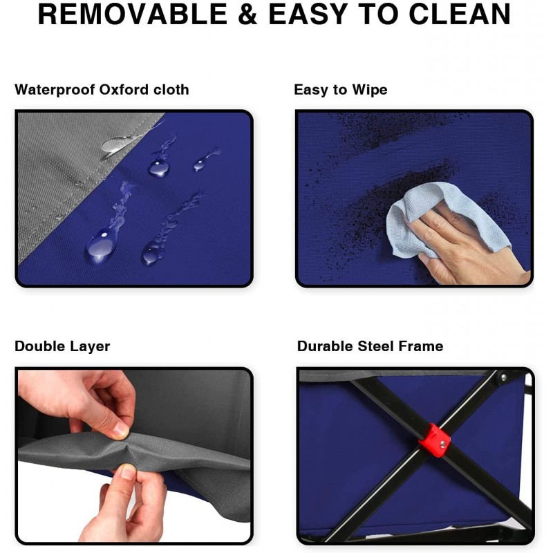 Push and Pull Beach Wagon with Big Wide Rubber Wheels, All Terrain Heavy Duty Grocery Cart Utility Collapsible Wagon for Outdoor Garden Picnic Beach Sports Camping, Blue