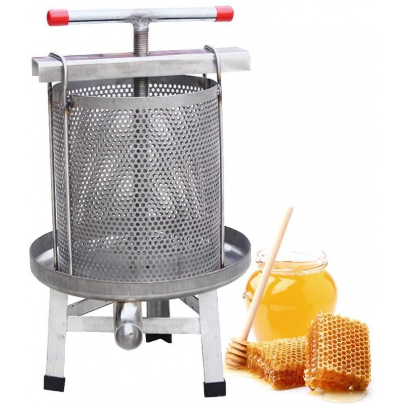 Honey Presser Beeswax Extractor Beekeeping Machine Stainless Steel Household Manual Honey Press Extractor Beekeeping Tool for Wine Honey and Juice Making (201 Stainless steel)