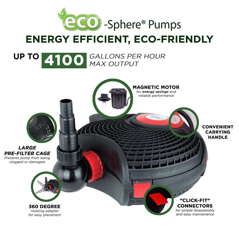 Alpine Corporation Eco-Sphere Energy-Saving Pump 2800GPH with 33' Cord