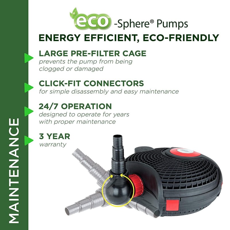 Alpine Corporation Eco-Sphere Energy-Saving Pump 2800GPH with 33' Cord