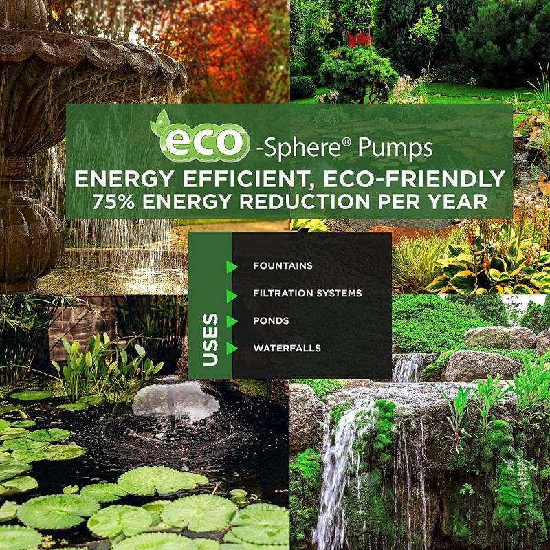 Alpine Corporation Eco-Sphere Energy-Saving Pump 2800GPH with 33' Cord