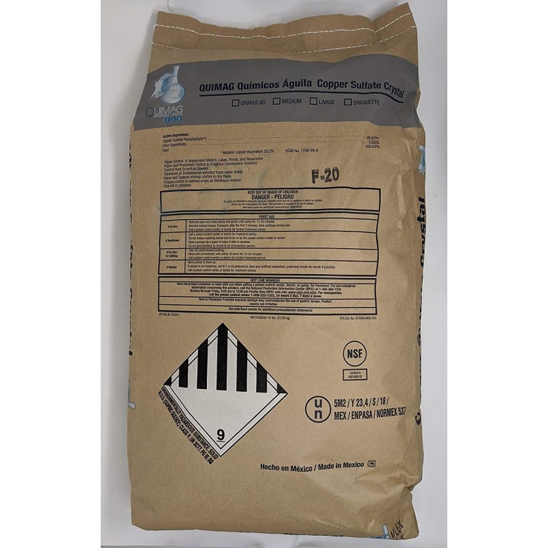 Copper Sulfate Mini Crystals 50lb Bag - EPA 99% Pure
