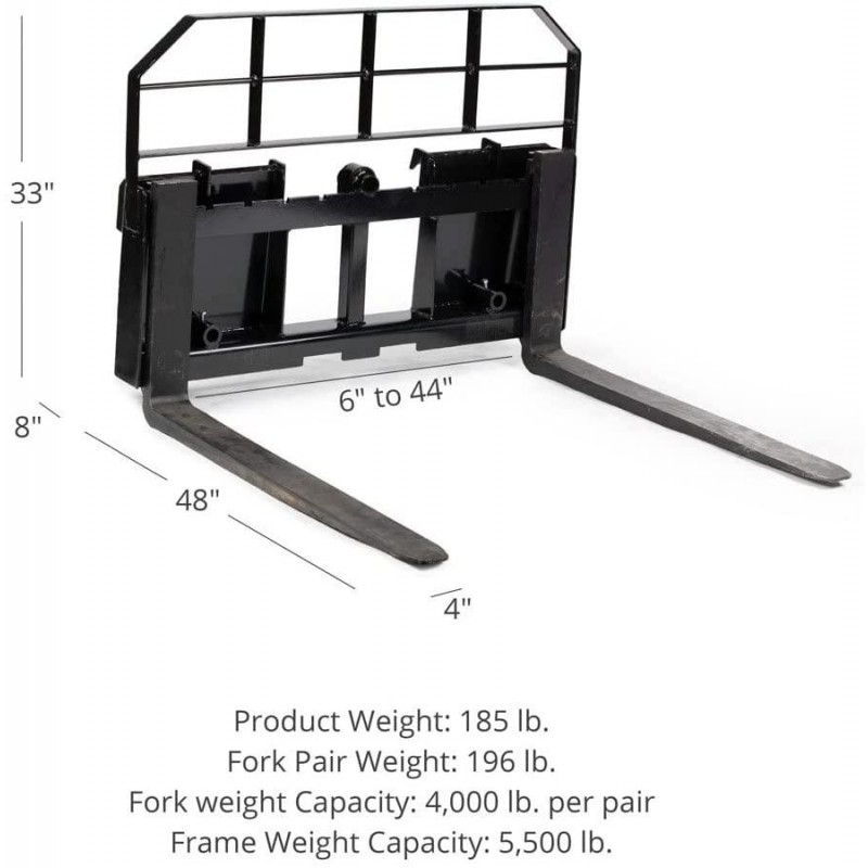 Titan Attachments HD Skid Steer Pallet Fork Attachment, 48