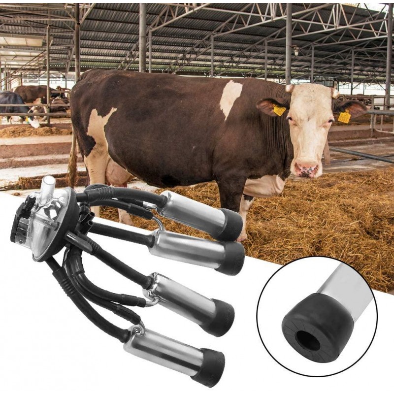 TOPINCN Milking Cluster, 240CC Stainless Steel Rubber Milking Cluster Milk Cup Milking Teat Cups Milking Claw Milking Machine Supplies Remplacement