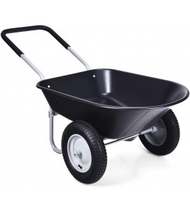 Goplus Dual Wheel Wheelbarrow, Heavy Duty Garden Cart, 330 lbs Capacity Utility Cart with Two 13 inches Pneumatic Tires for Outdoor Lawn Yard Farm Ranch Goplus Dual Wheel Wheelbarrow, Heavy Duty Garden Cart, 330 lbs Capacity Utility Cart with Two 13 inches Pneumatic Tires for Outdoor Lawn Yard Farm Ranch