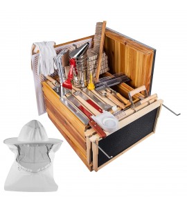 Beehive Starter Kit, 10-Frame Bee Hives & 24Pcs Beekeeping Supplies Tools Kit, Wax Coated and Painted Honey Bee Box and Professional Beekeeping Starter Tools