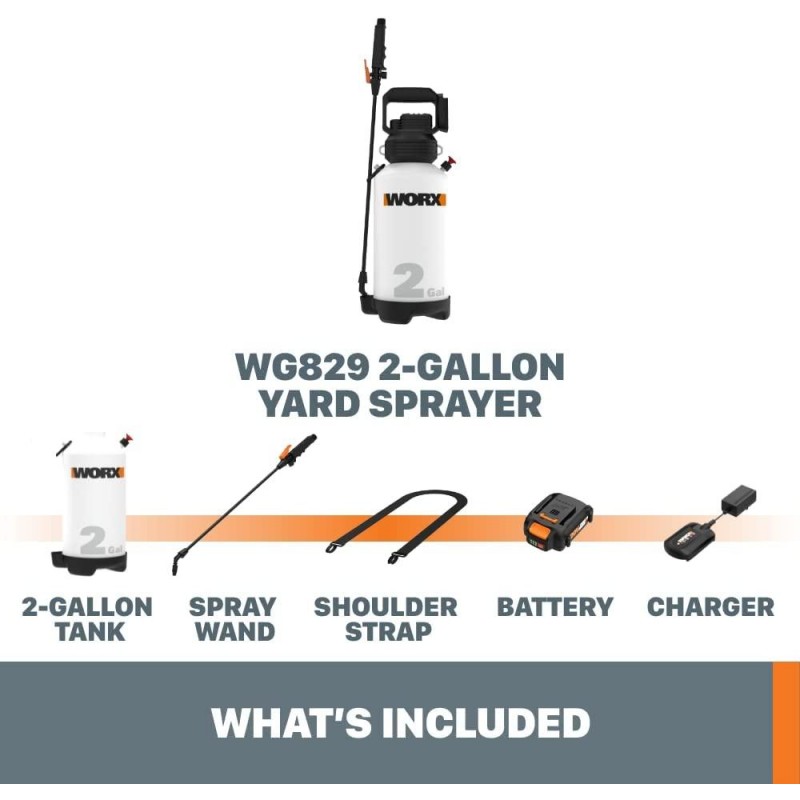Worx WG829 20V Power Share 2-Gallon Cordless Yard Sprayer
