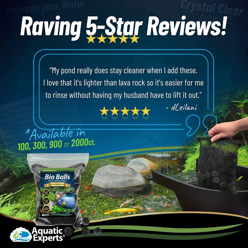 Aquatic Experts Bio Balls Filter Media - 1.5 Inch Large Bio Ball for Pond Filter - Perfect Bio Balls for Pond Filter Media – Made in The USA