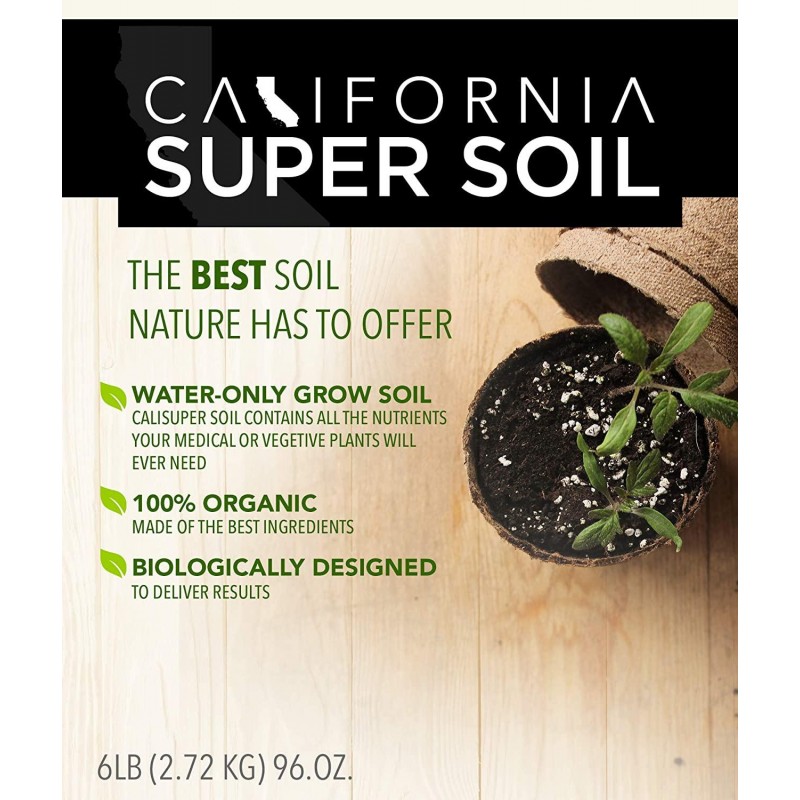 California Hot Soil Premium 100% Organic Super Soil Kit, 18+ Nutrient Blend - Living Soil Technology - Potting and Garden Soil for Indoor Grow Kit - Includes (7x) 6 Lbs Bag of CaliHotSoil