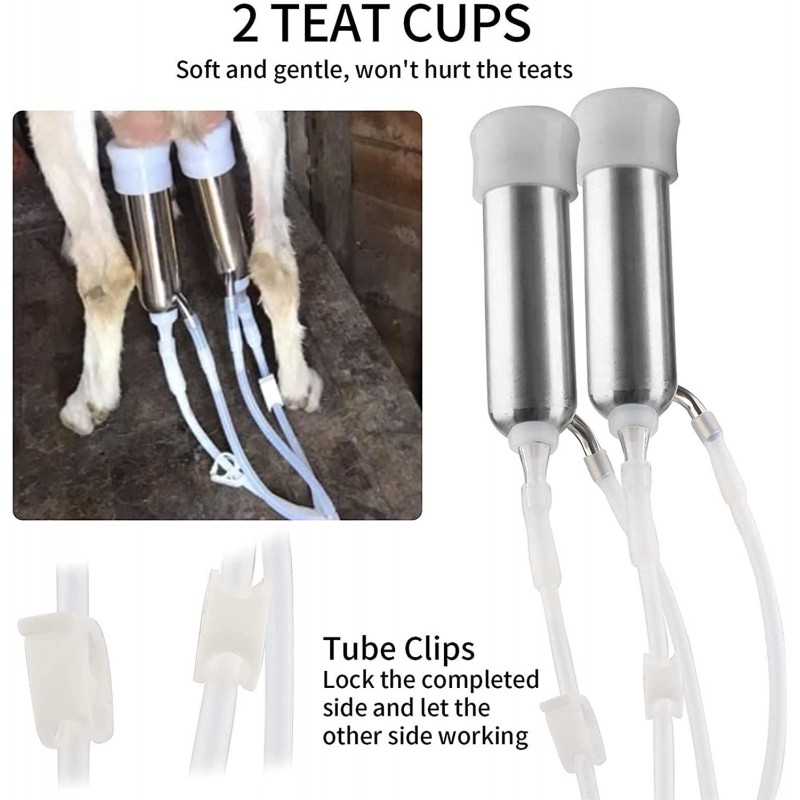 LQQSD Milking Machine for Cows, Automatic Pulsation Vacuum Pump Cow Milker Food-Grade Cow Milking Machine, Goat, Supplies for Calf, Cattle (7L,14L) (Color : for Cow, Size : Battery Milker 14L)