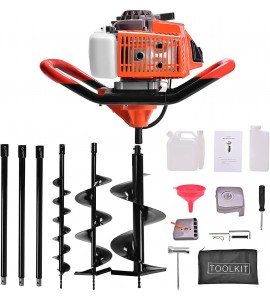 DatingDay 72CC 2-Stroke Auger Post Hole Digger 4HP Gas Powered Earth Auger Digging Engine with 3 Bits （4
