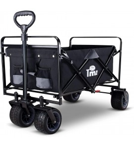 TMZ All Terrain Utility Folding Wagon, Collapsible Garden Cart, Heavy Duty Beach Wagon, for Shopping and Outdoor Activities (Black/Grey) TMZ All Terrain Utility Folding Wagon, Collapsible Garden Cart, Heavy Duty Beach Wagon, for Shopping and Outdoor Activities (Black/Grey)