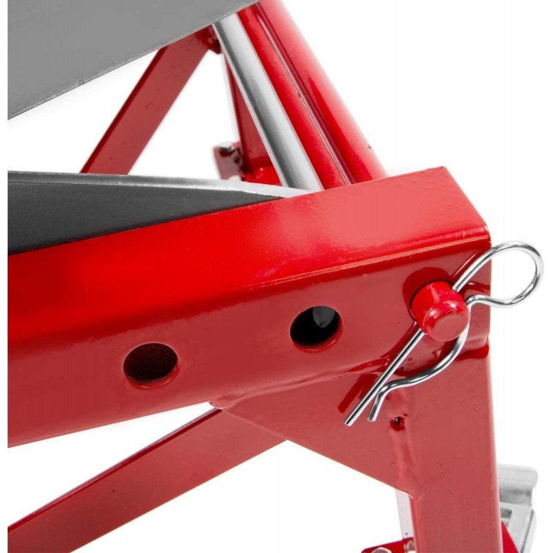 XtremepowerUS 96061 300LBS Dirt ATV Motorcycle Bike Scissor Jack Hoist Mini Crank Hydraulic Foot Operated Lift, Red