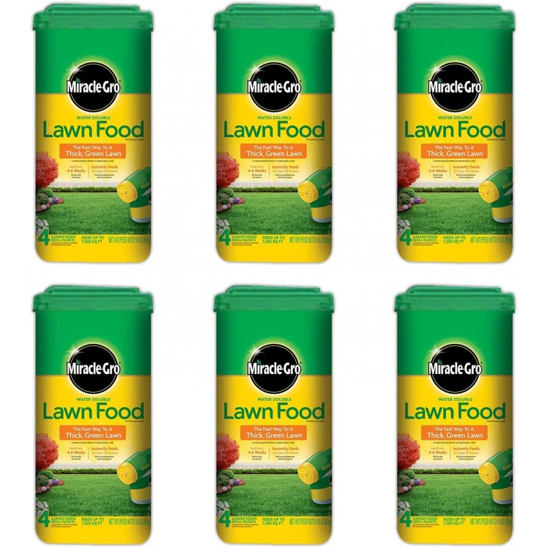 Miracle-Gro 1001833 Lawn Food Water Soluble Lawn Fertilizer (6 Pack), 5 lb