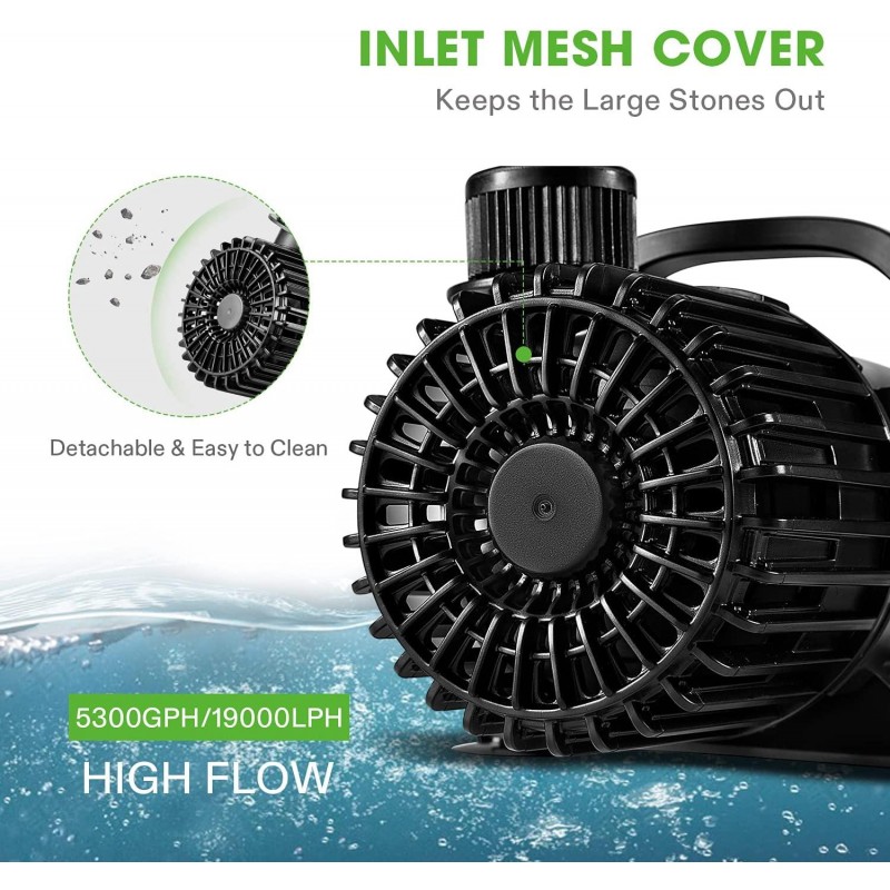 VIVOSUN 4500GPH Submersible Water Pump 220W Ultra Quiet Pump with 20.3ft Power Cord High Lift for Pond Waterfall Fish Tank Statuary Hydroponic