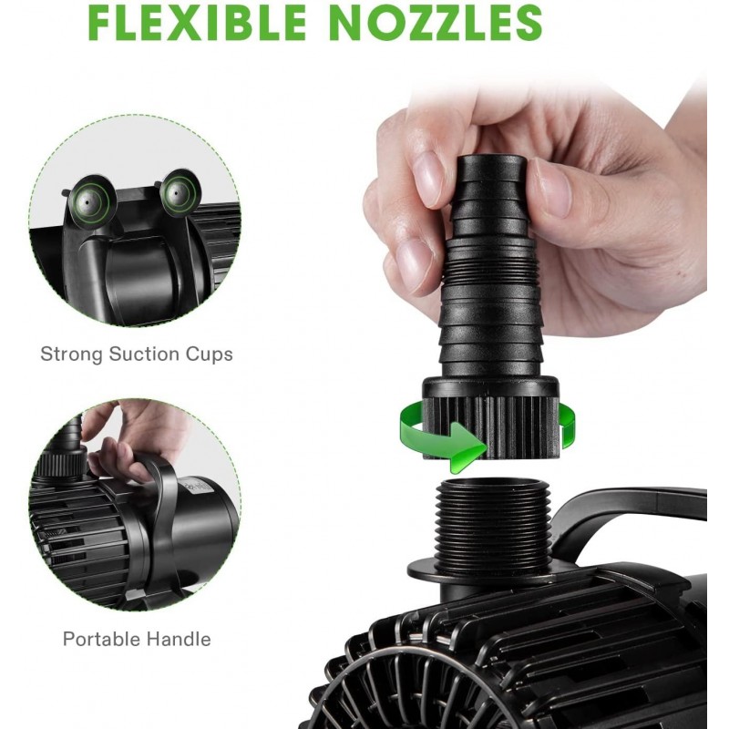 VIVOSUN 4500GPH Submersible Water Pump 220W Ultra Quiet Pump with 20.3ft Power Cord High Lift for Pond Waterfall Fish Tank Statuary Hydroponic