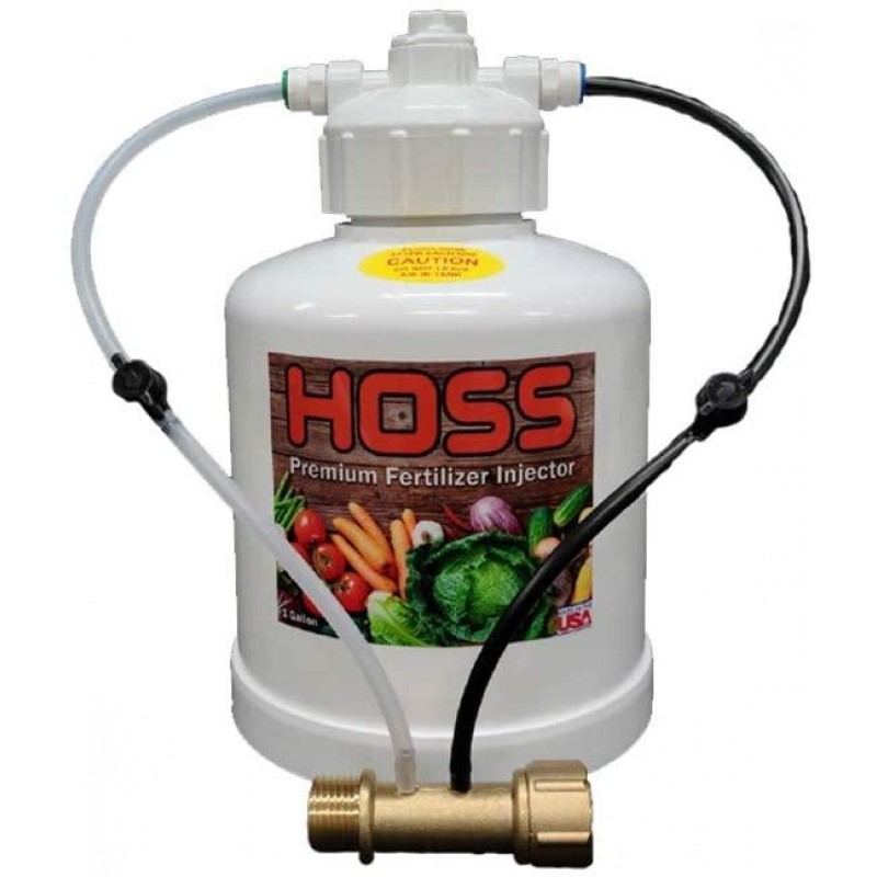HOSS Fertilizer Injector | Fertilize While You Water! | Injects Through Drip or Sprinkler System | 1 Gallon Tank