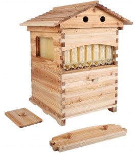Flow Hive Beehive Kit , Wooden Bee Hive House Kit Wooden Beekeeping House Beehive Boxes for Beginning Professional Beekeepers ( with 7PCS Auto Bee Hive Frame )