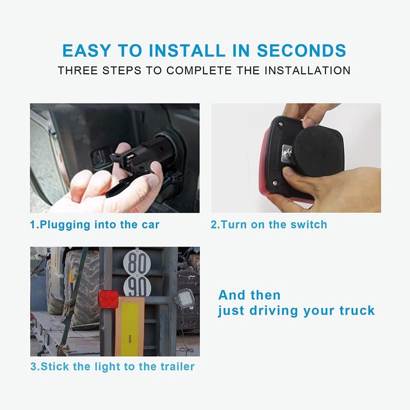 Agrieyes Wireless Trailer Lights Kit for Towing Truck, Rechargeable LED Tow Light with Super Magnetic ,7 Way to 4 Way Transmitter for Boat Trailer, Caravan, Camper, RV