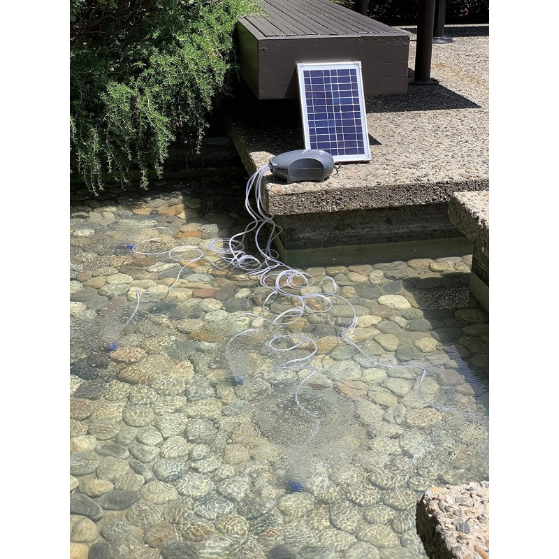 Solariver Solar Pond Aerator, DC Brushless Air Pump, 10 Watt Solar Panel, 5 Air Stones, Sun Powered Oxygenation for Fish Ponds, Aquaculture, Hydroponic, Bubbleponics, Bait Tank