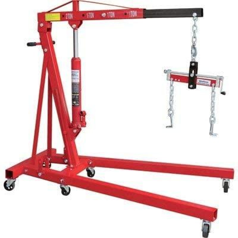 Strongway Hydraulic Engine Hoist with Load Leveler - 2-Ton Capacity, 1in.-82 5/8in. Lift Range