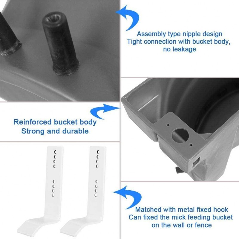 Zerodis 38L Large Capacity 8 Nipples Calf Milk Feeding Bucket, Livestock Farm Cattle Sheep Milk Feed Feeder Multiple Feeding Ports