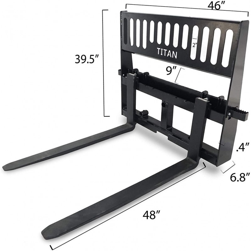 Titan Attachments Pro-Duty Skid Steer Pallet Fork Attachment, 48