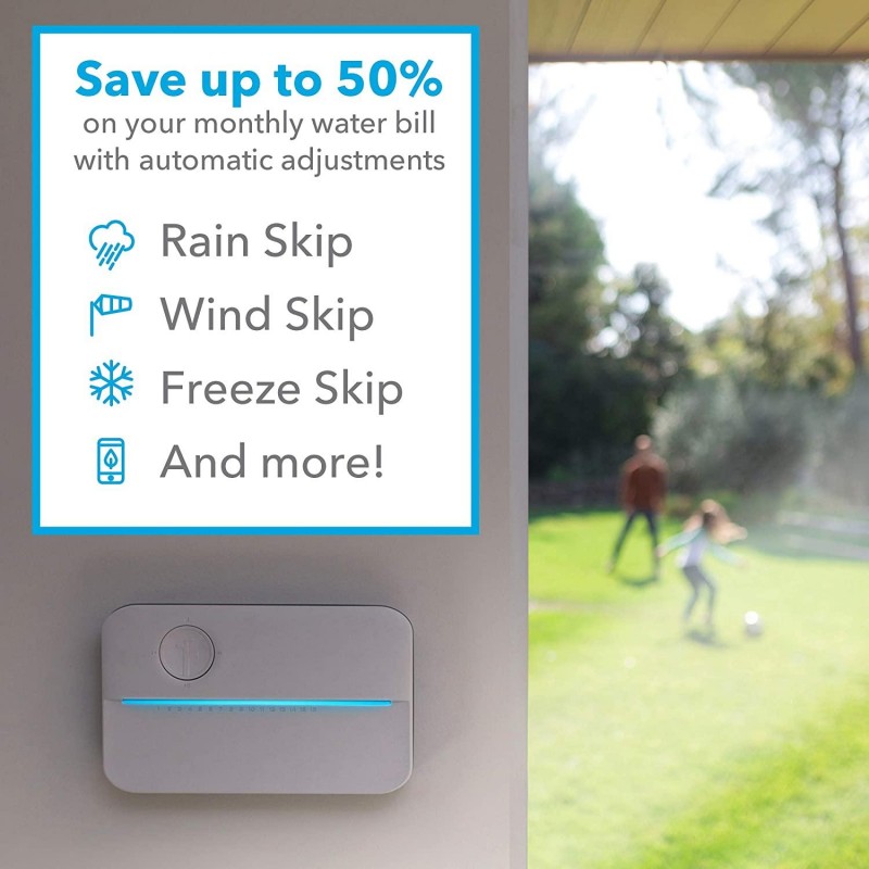 Rachio 3 Smart Sprinkler Controller, 8 Zone 3rd Generation, Alexa and Apple HomeKit Compatible with Hyperlocal Weather Intelligence Plus and Rain, Freeze and Wind Skip